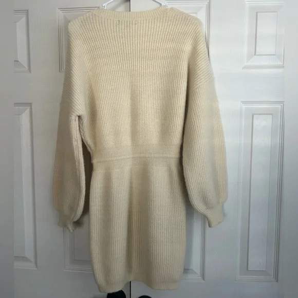 Lulu's Cream Ribbed Sweater Dress - Picture 3 of 3
